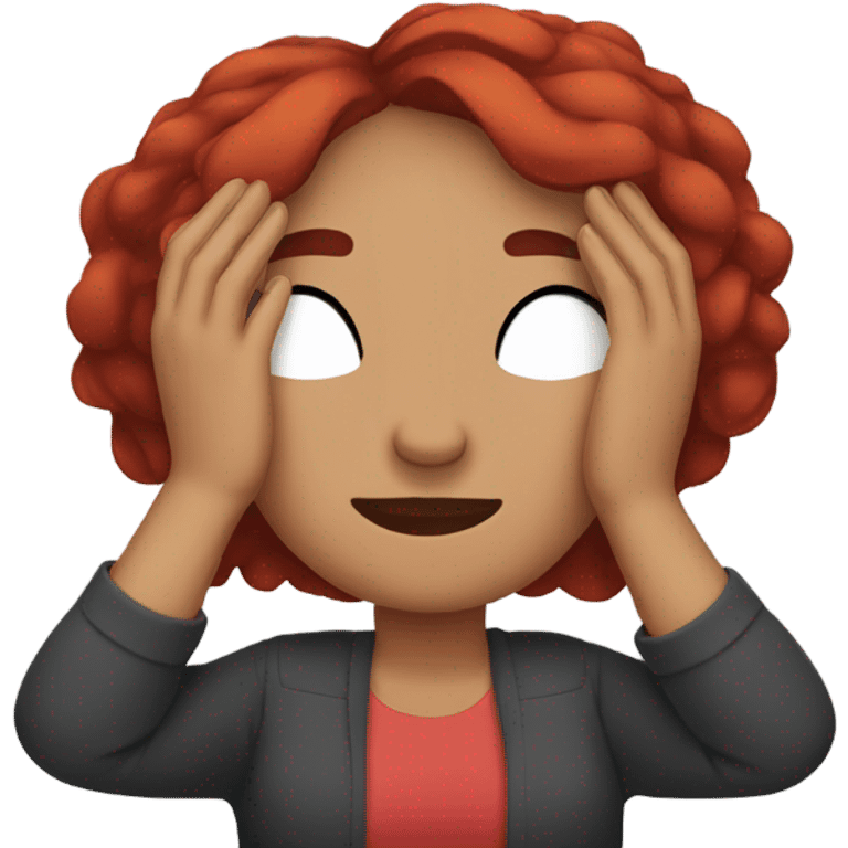 Woman with red short hair covering her eyes with her hands  emoji