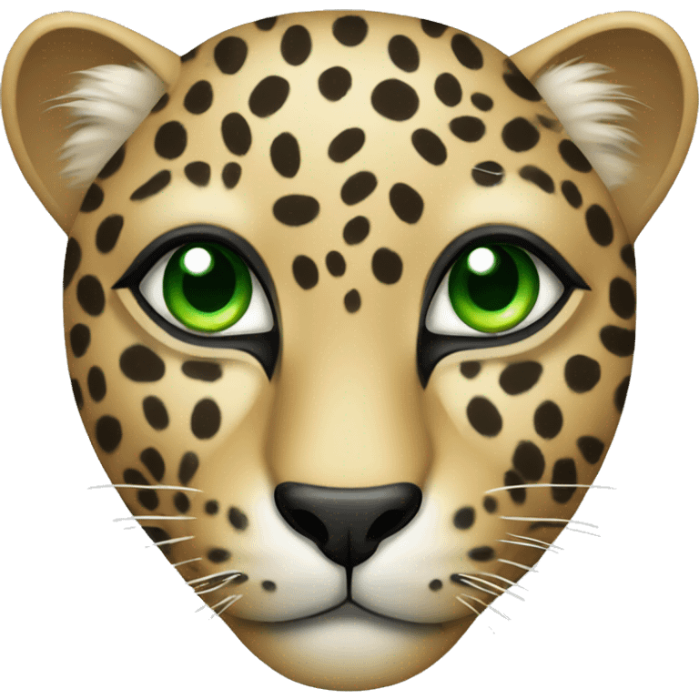 Leopard face with green eyes emoji