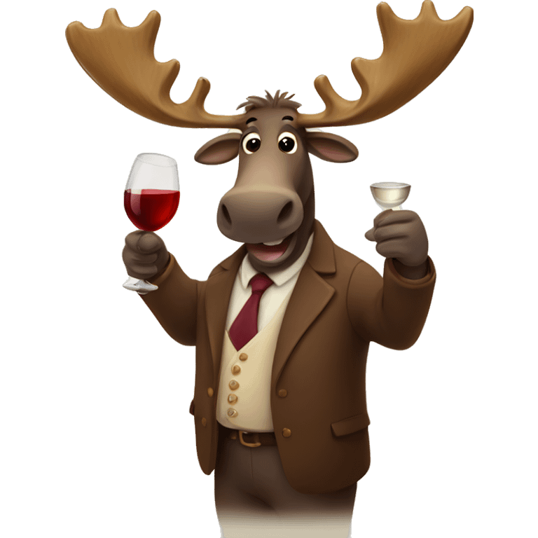 Moose holding wine glass emoji