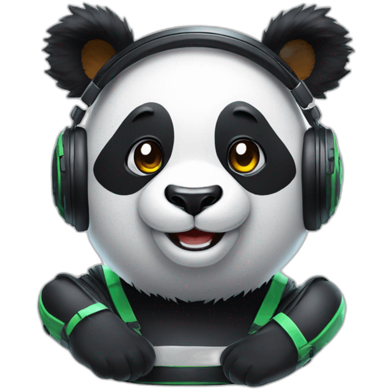 Smiling Panda playing eSport avec un casque eSport  emoji