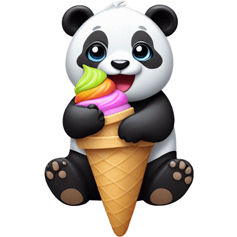 Panda eating ice cream emoji