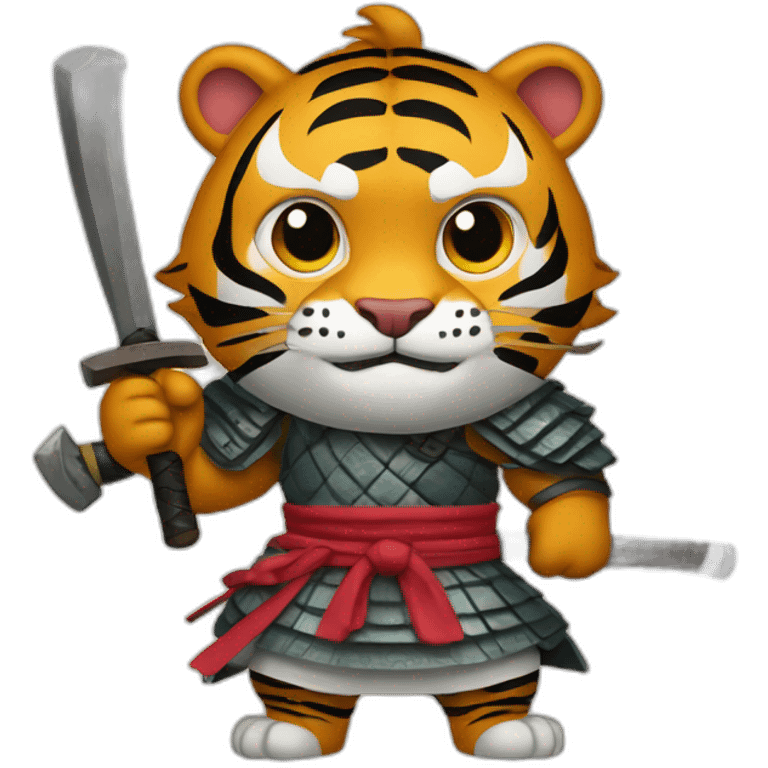 Tiger samurai holding axe emoji