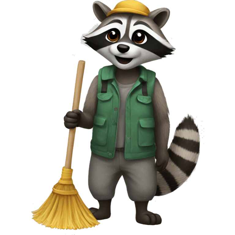 Raccoon with broom emoji