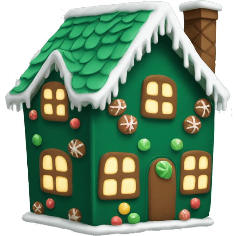 Cosy dark green gingerbread house  emoji