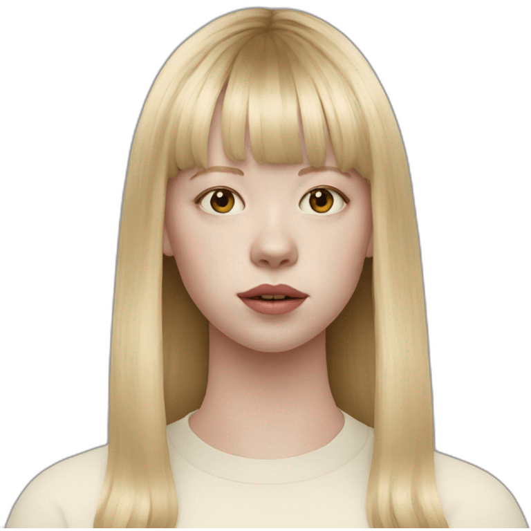 blonde Mia Goth with bangs emoji