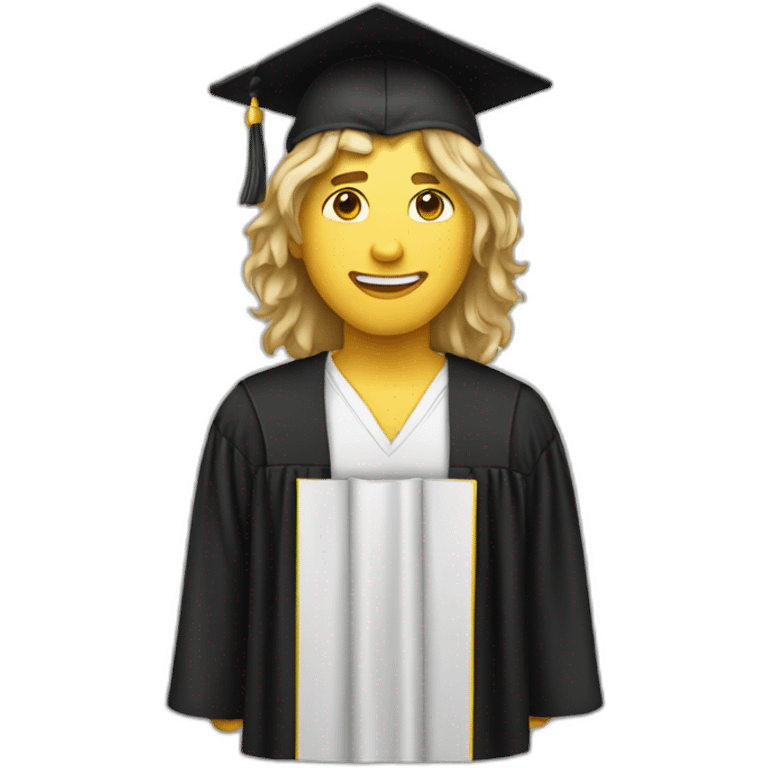 White Male college graduate long Hair emoji emoji