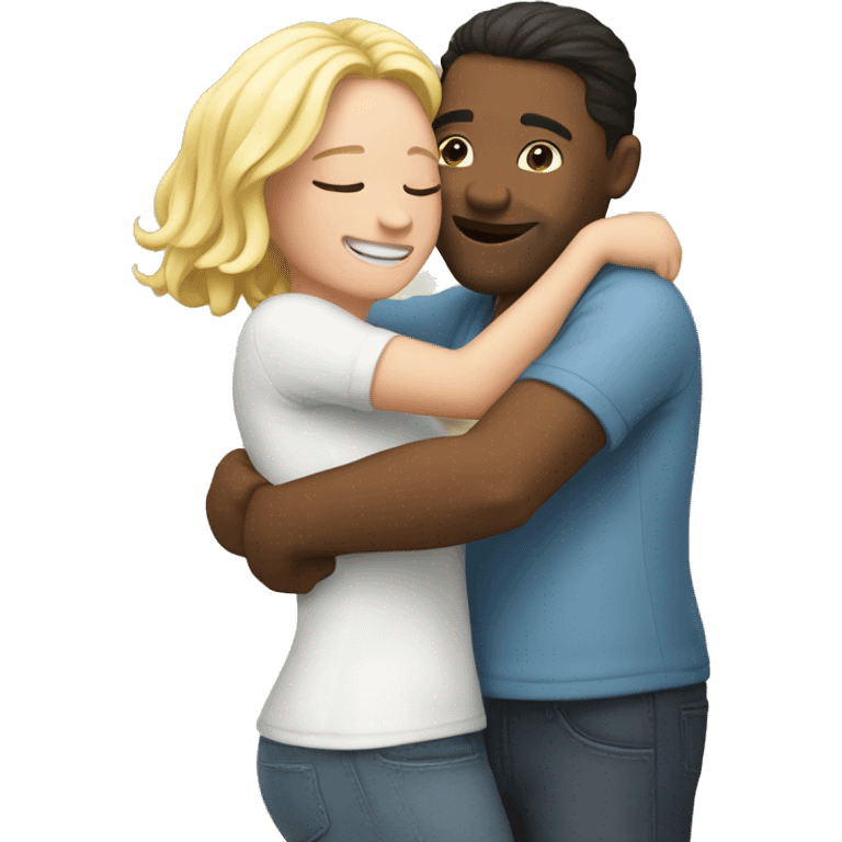 Hug white cuple her and  emoji