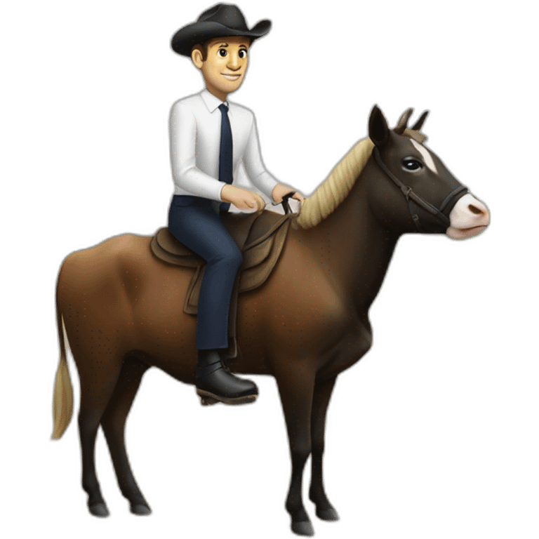 Emanuel macron sur une vache emoji