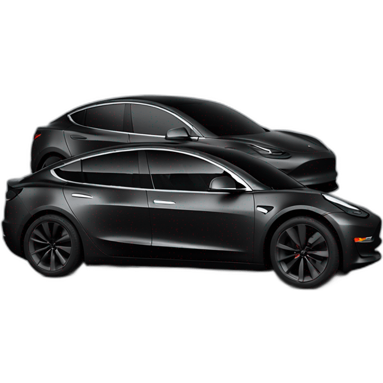 Hyper realistic black Tesla Model 3, with black trim, left side view emoji