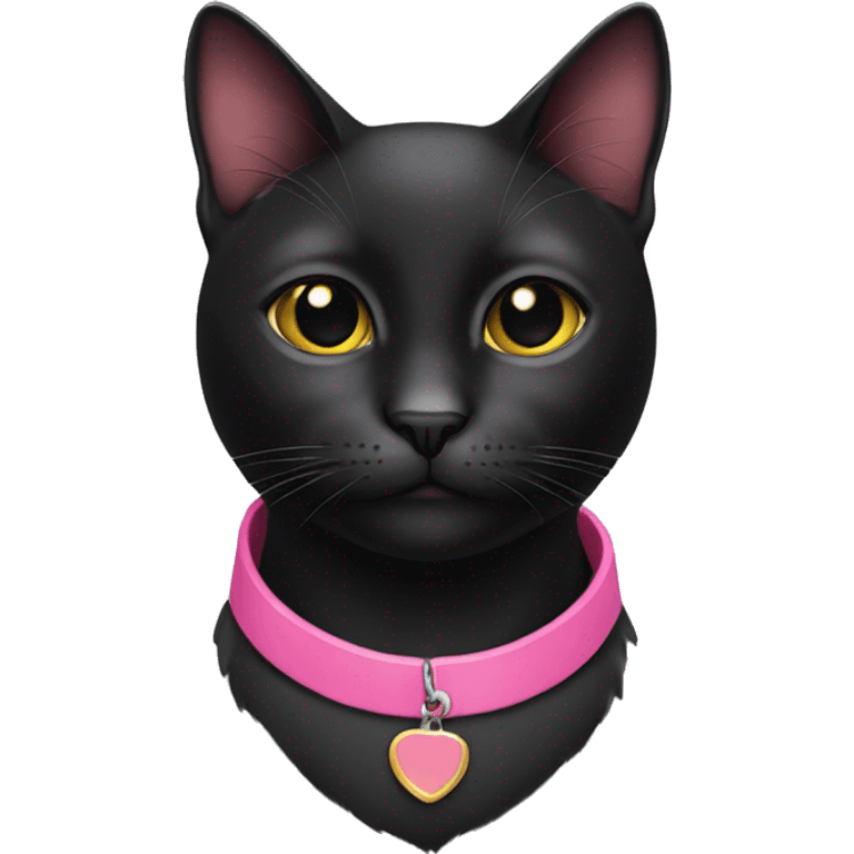 Black cat with pink collar emoji