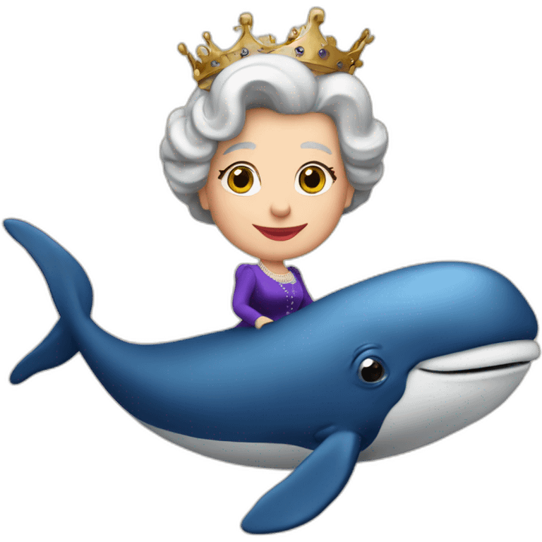 Queen Elizabeth II riding a whale emoji