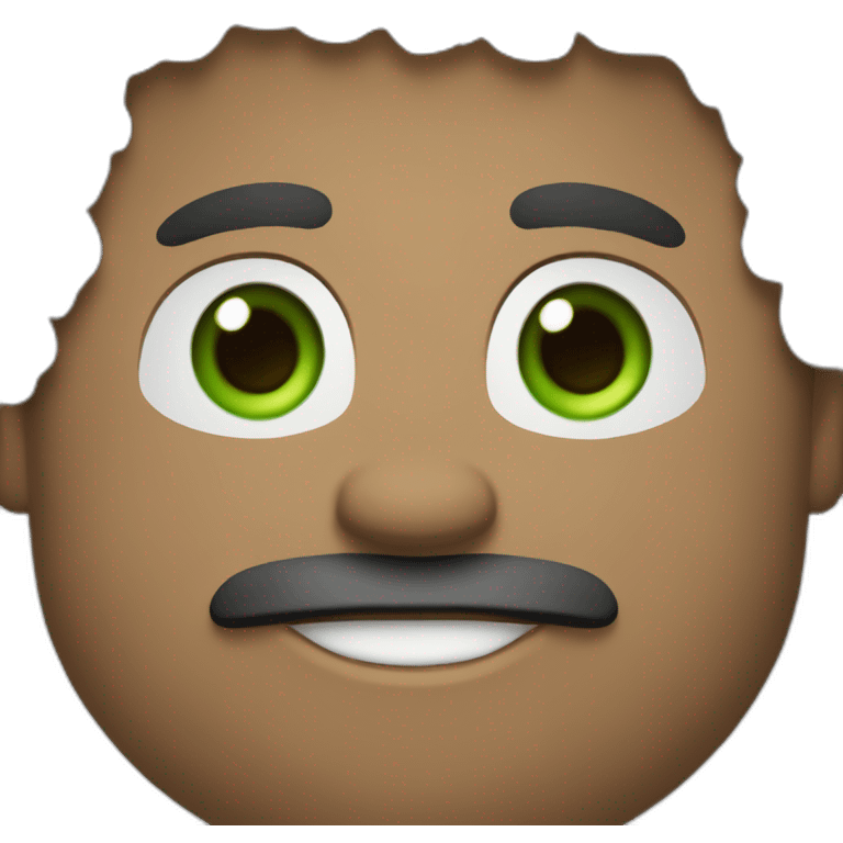 man, 42 years old, chubby, white, curly black hair, green eyes, goatee, medium lips, smiling emoji