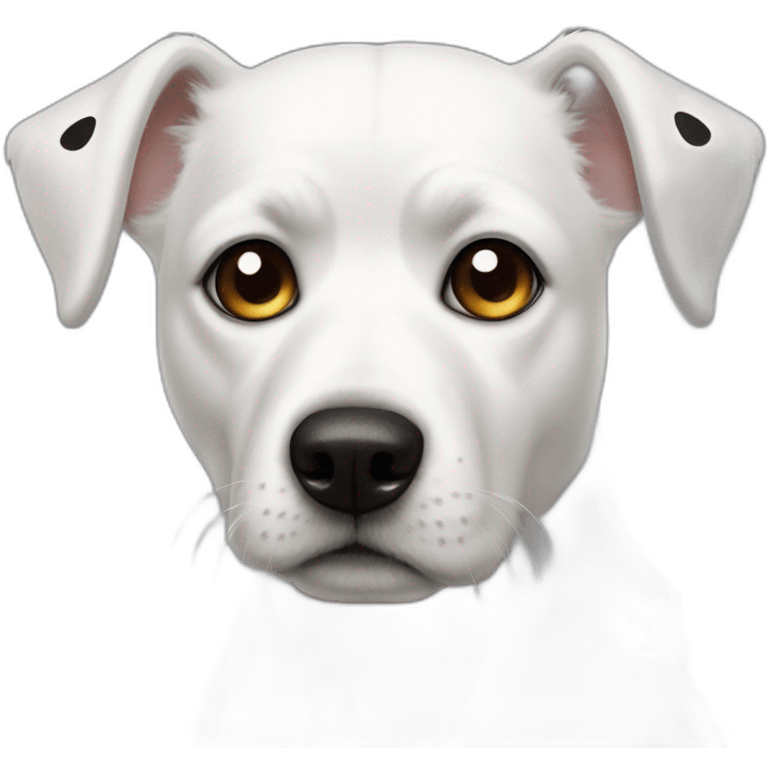 white dog pointy ears and black spots with eye patch marking emoji