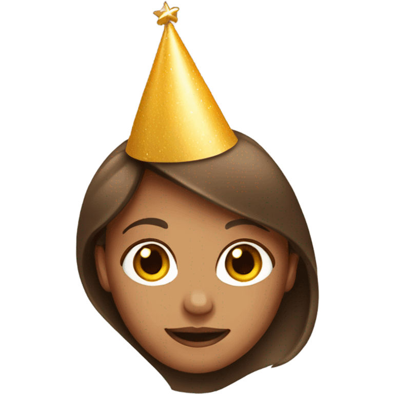 Tan girl with brown hair and bday hat emoji