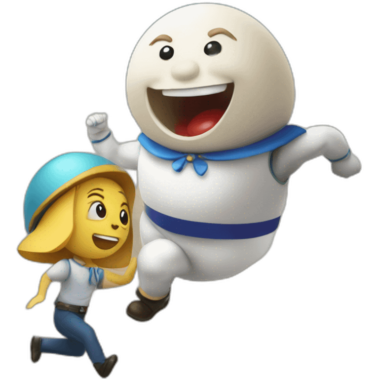 Humpty Dumpty fighting a child emoji