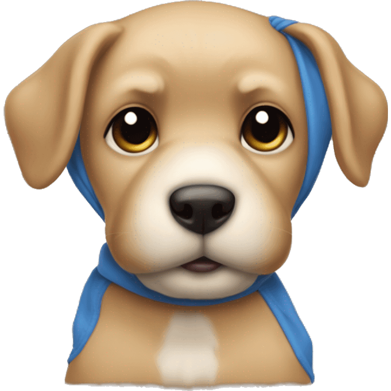 Perrito French con suéter azul y corte teddy bear  emoji