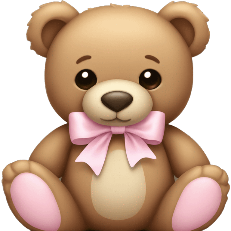 Teddy bear with light pink bow  emoji