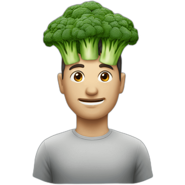 man with broccoli instead of head emoji