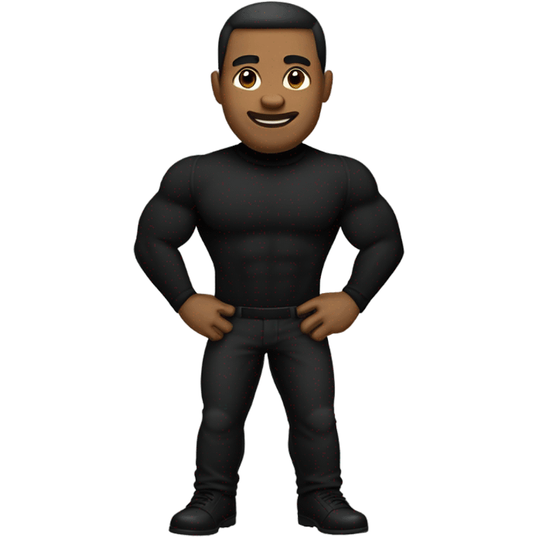 muscle black turtleneck shirt and black pants waist and black shoes emoji