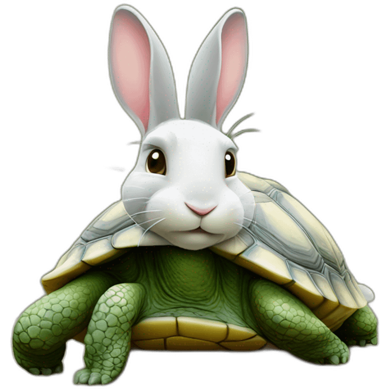 Un lapin sur une tortue emoji