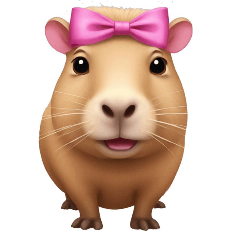 Pink capybara with a bow emoji