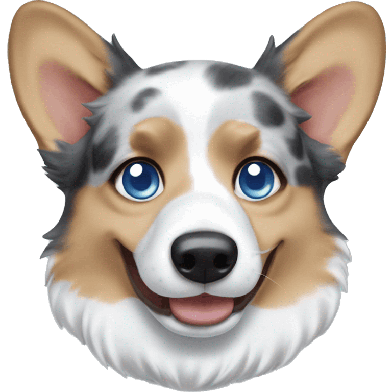 blue merle corgi with one blue eye and one brown eye  emoji