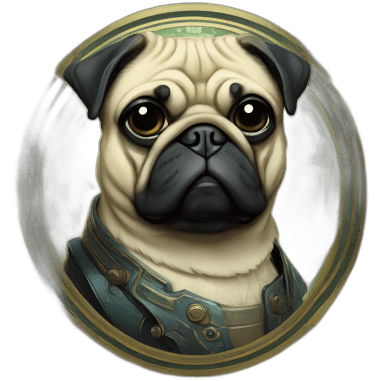 A cyberpunk pug in Art Nouveau style during 1910 emoji