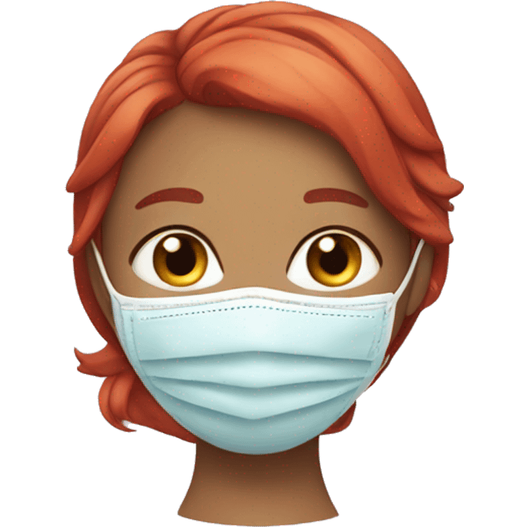 Red haired girl with face mask emoji