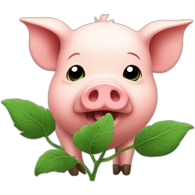 A pig with plant emoji