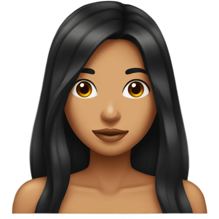 Tanned woman with long black hair kissing  emoji