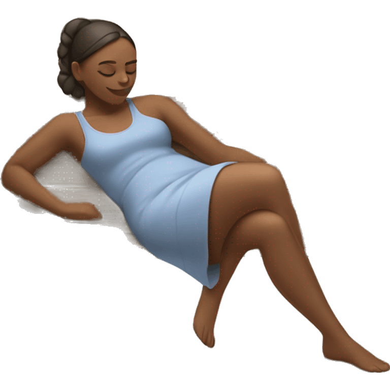 woman laying on her side propped up by her elbow on a bench emoji