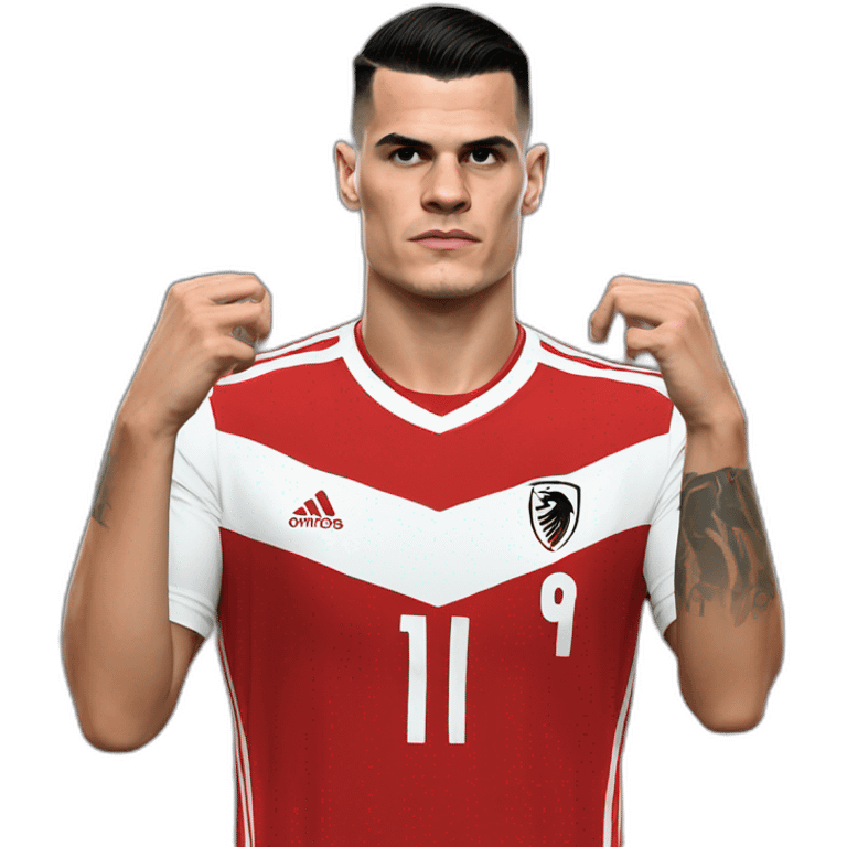 Granit xhaka make the albanian hand eagle emoji