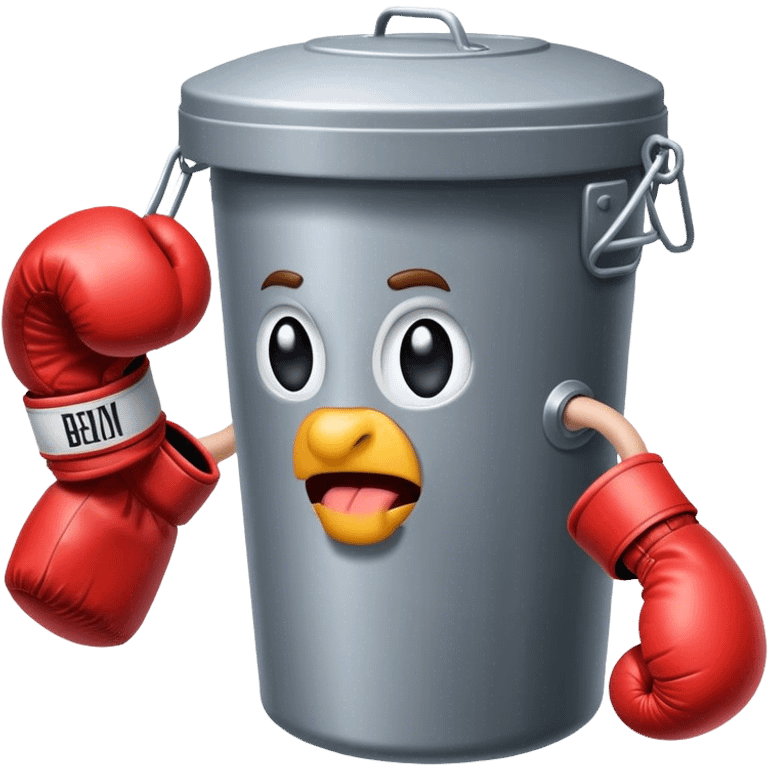 A garbage can that's boxing emoji