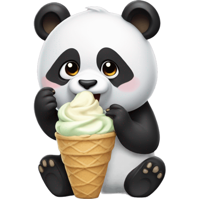 Panda eating ice cream emoji