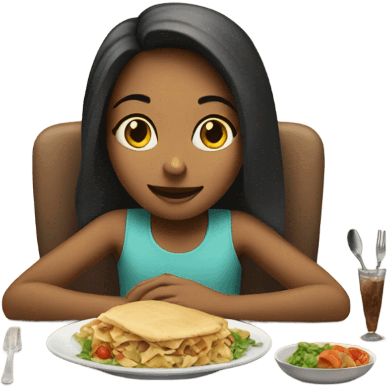 girl eating in a chair emoji