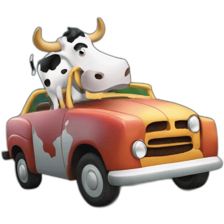 Vache sur une voiture emoji