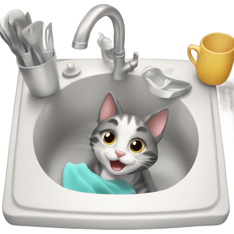 Cat washing the dishes emoji