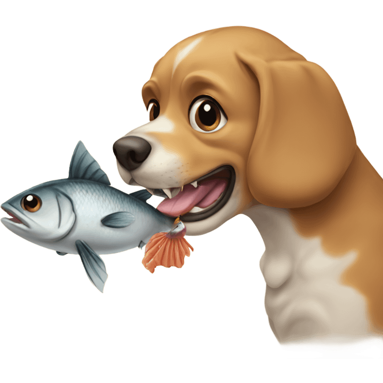 dog eating fish emoji