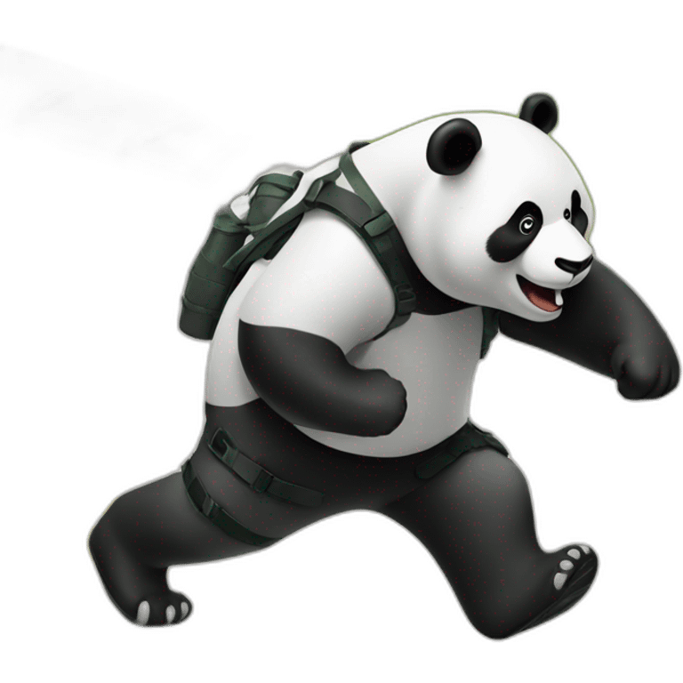 Panda marching with "raid" sign emoji