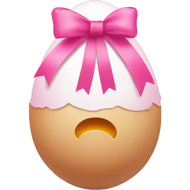 Egg with a pink bow on top of it's head emoji