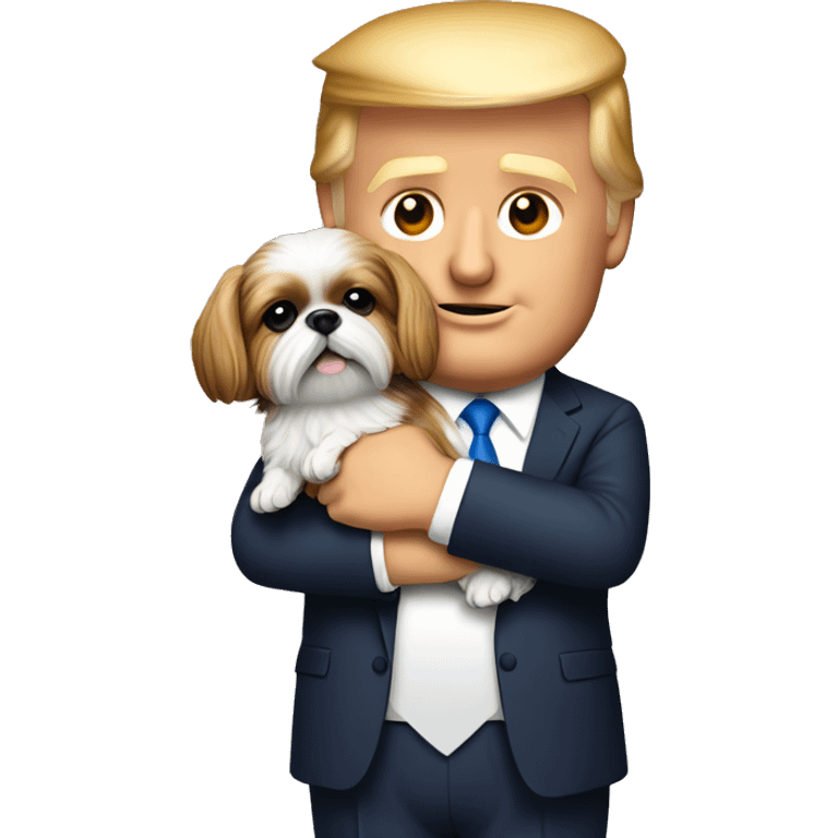 Donald trump holding a shih tzu dog in his arms  emoji