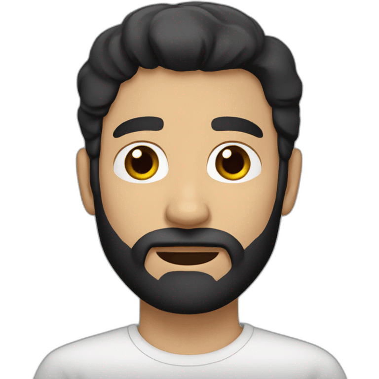 bearded white man with black hair emoji