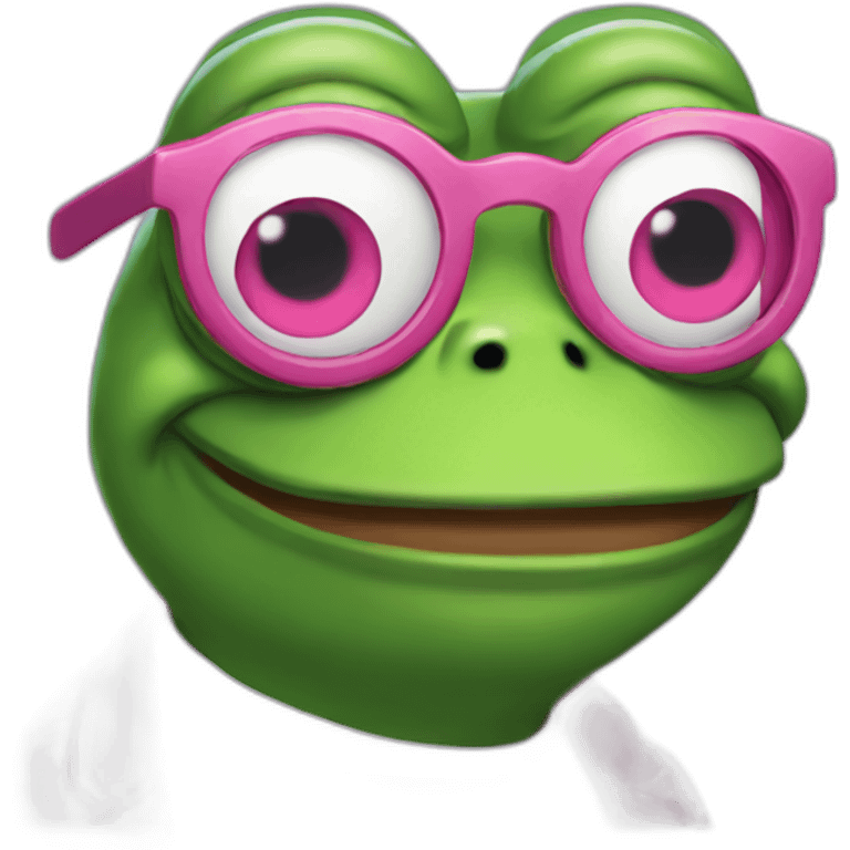 pepe the frog wearing glasses and with pink hair emoji