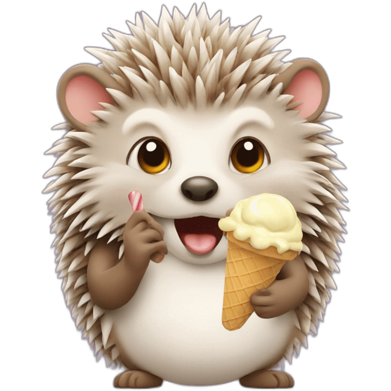 Hedgehog eating ice cream emoji