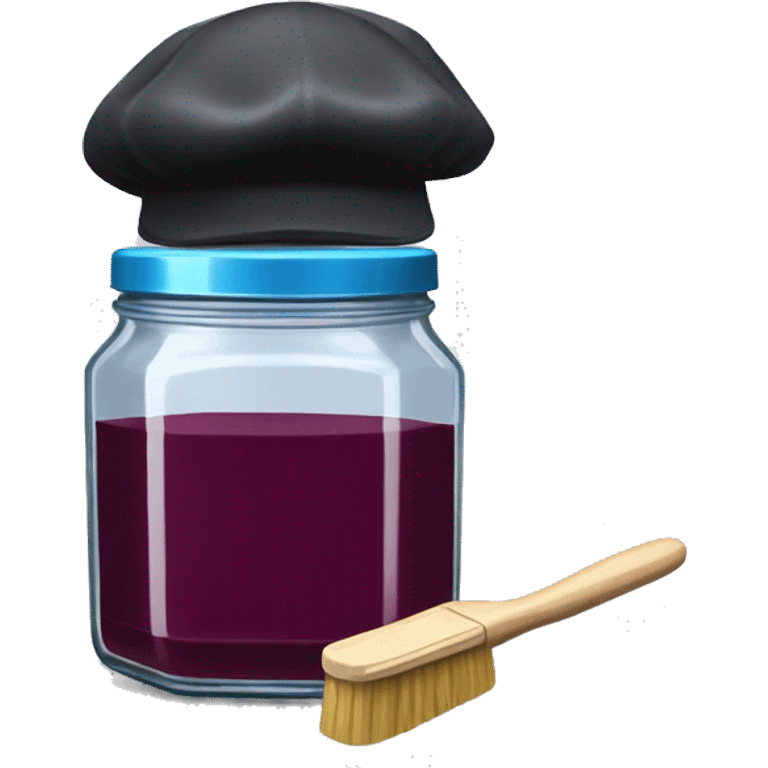 hexagonal jam jar with a painter beret and a painter brush emoji