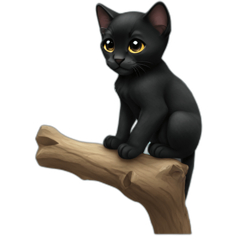 Small Black panther kitten perched on a shoulder emoji