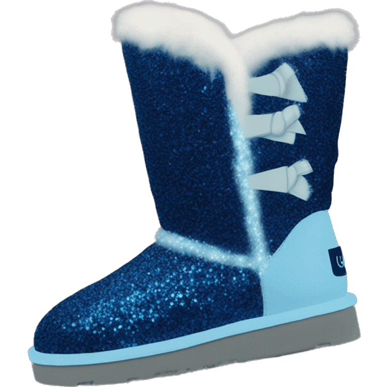 Realistic navy blue Sparkle glitter and fur Ugg boots with light blue emoji