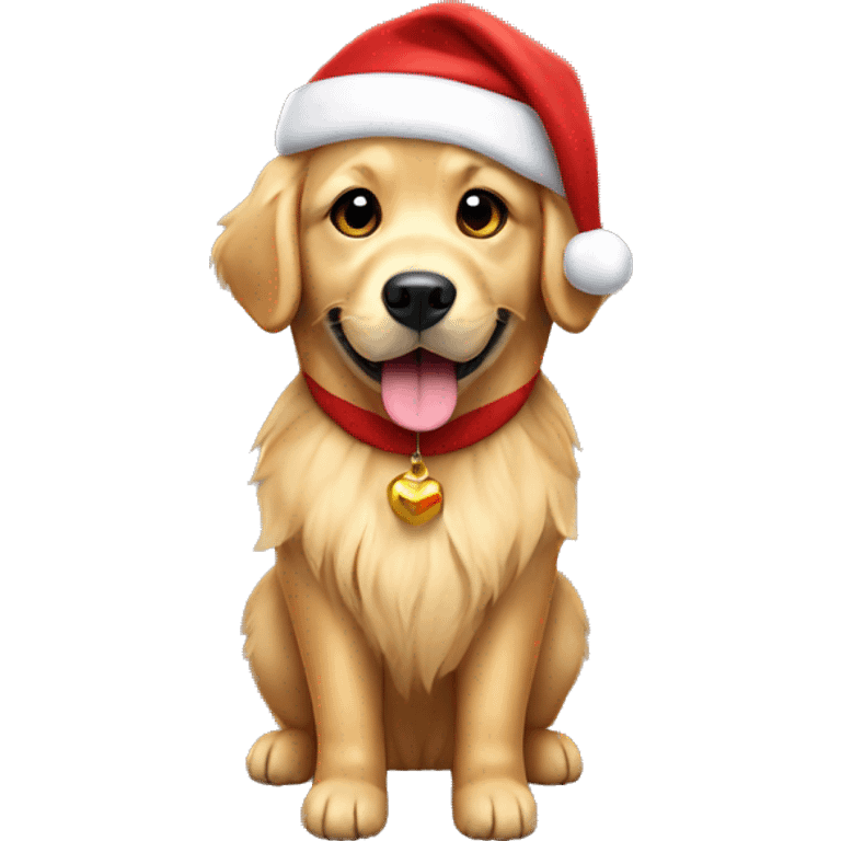 golden retriever with santa costume  emoji