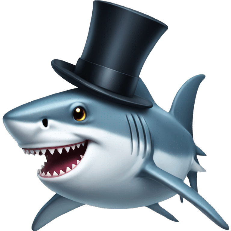 Shark with a top hat emoji