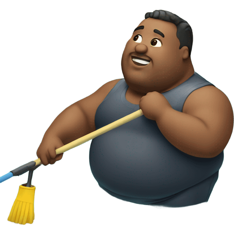 Fat guy cleaning a pool emoji